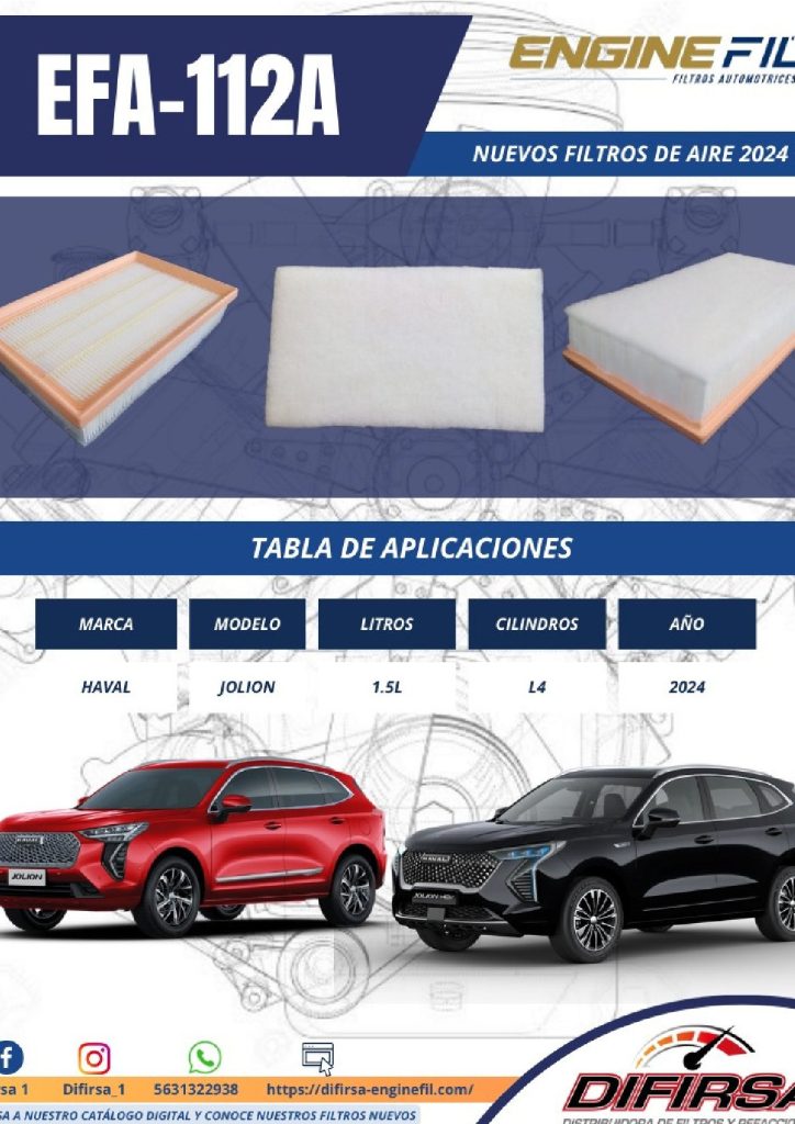 FILTRO AIRE HAVAL HOLION 2024 EFA-112A
