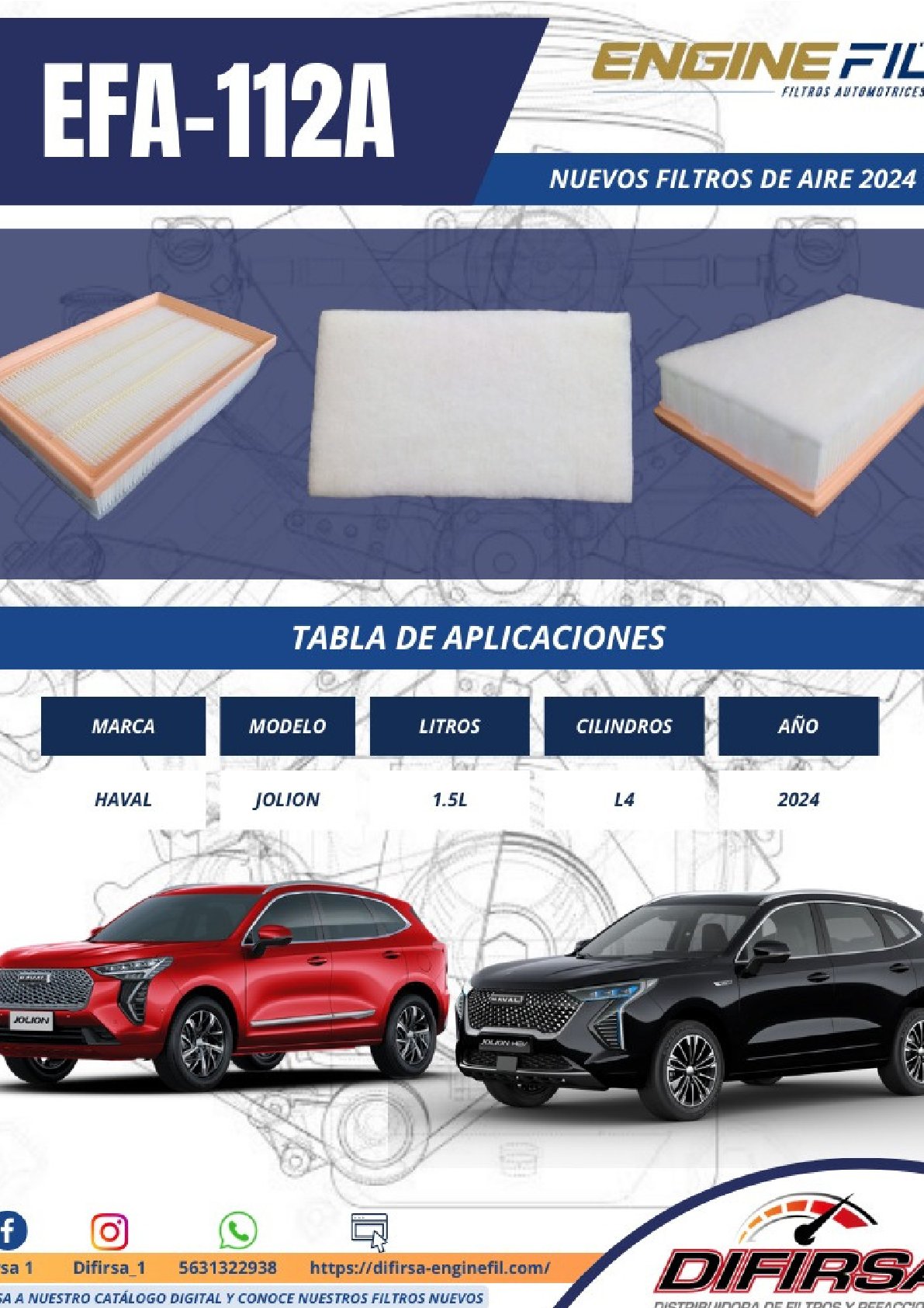 FILTRO AIRE HAVAL HOLION 2024 EFA-112A